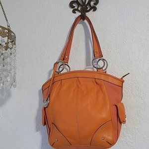 Franco Sarto Orange Faux Leather Shoulder Handbag New without Tags
